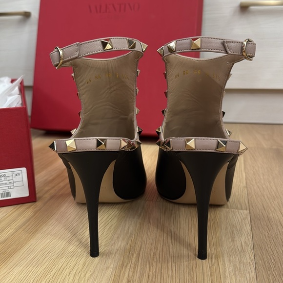 VALENTINO ROCKSTUD 100 LEATHER mules/booties IN BLACK size 37.5 - Picture 4 of 10